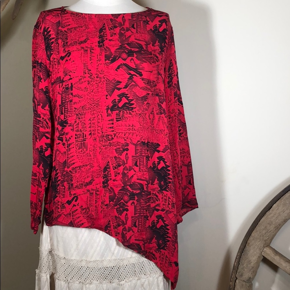 Chico’s silk blouse- asymmetrical hem - size 2